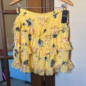 NWT  Ralph Lauren Black Label Butter Yellow Floral Skirt!  Size 4